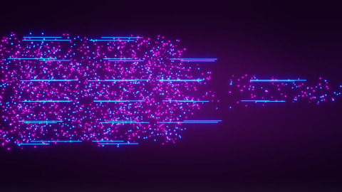 purple and blue digital dots in the shape of a funnel